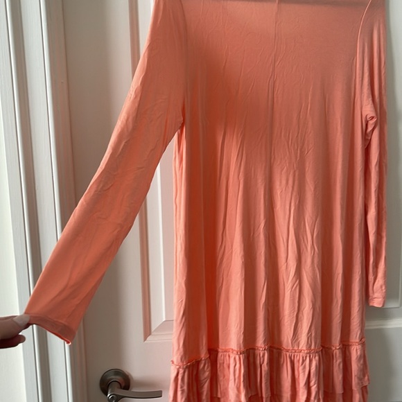Peach Jersey Long sleeve Drop waist Dress - Picture 4 of 6